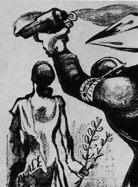 Филл Бард. Крадущийся к жертве. Рисунок для газеты «Дейли уоркер». 1938 г.