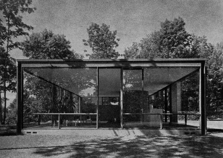 Филип Джонсон. Собственный дом в Нью-Кенане. 1949 г. Общий вид.