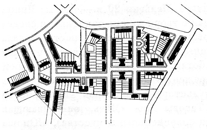 Виктор Буржуа. Поселок Сите Модерн близ Брюсселя. 1922—1925 гг. Схема планировки.