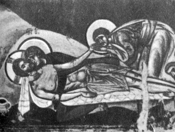 Оплакивание Христа. Фреска церкви св. Пантелеймона в Нерезе. 1164 г.