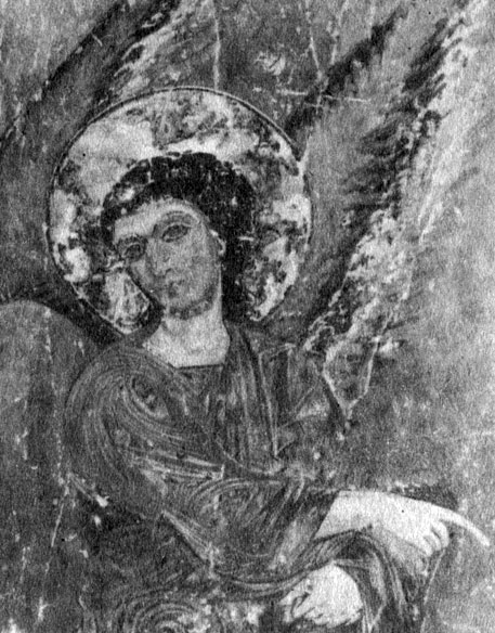 Ангел. Фрагмент фрески храма Кинцвиси. Конец XII — начало XIII в.