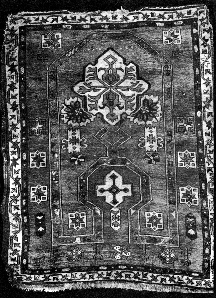 Рис. 101. Ковер 'Намазлык', сотканный в Казахском округе. Начало XIX века. Хранится в Лондоне, в Музее Виктории и Альерта