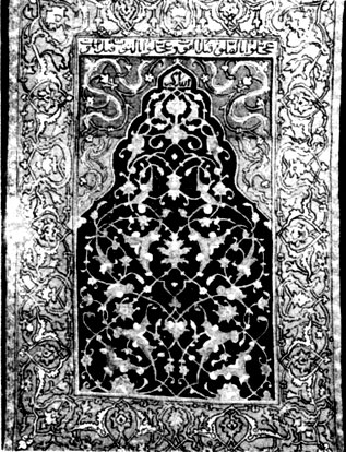 Fig. 34. 'Namazlyk' carpet (Sajjada). Tebriz type. XVII century. Istambul, Top Kapu Sarayi Muzesi. Inv. N 2/6773