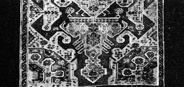 Fig. 127. 'Gymyl' carpet. XVIII century. Mosque, Lagich village, (coloured)