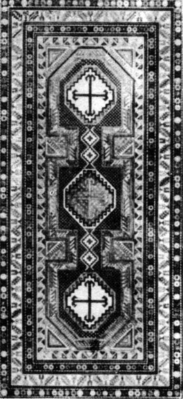 Fig. 128. 'Ueriim minare' carpet. Kuba group of carpets. Collections of former Zakgostorg (Transcauea-Sian State Commerce). XIX century