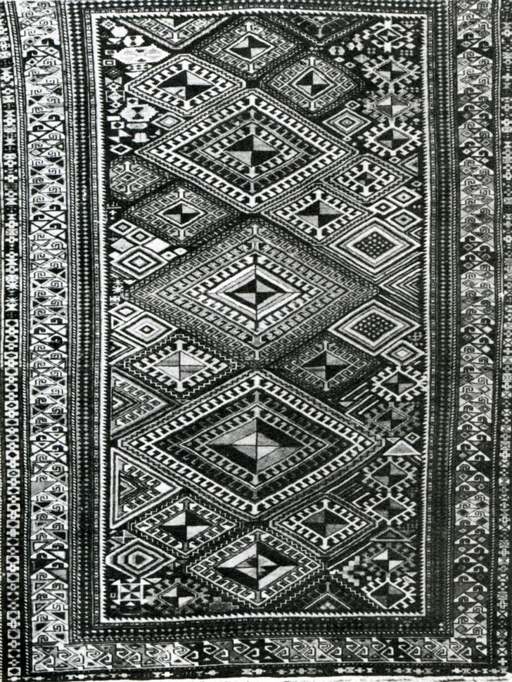 Fig. 135. ' Shahnazarli' carpet. uba group. Made in 1270 according to Khijri (1853) Leningrad. Hermitage. Inv. N YT-1390