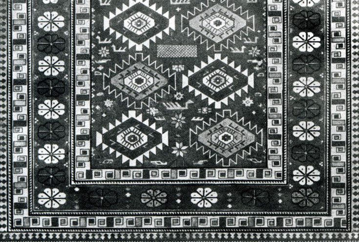 Fig. 161. 'Arsalan' carpet. Kuba group. XIX century. Collections of former Zakgostorg