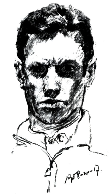 3. . 1958. , . 38×24. Self-portrait. 1958. Charcoal. 38×24