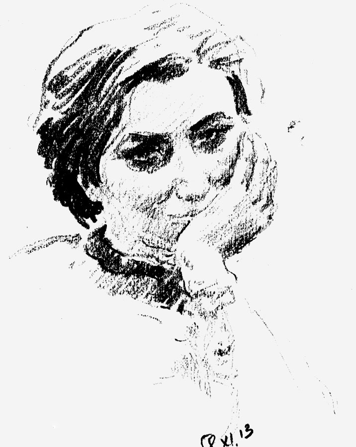 4.   . 1958. , . 27×19. Portrait of Niele Krasauskene. 1958. Pencil. 27×19
