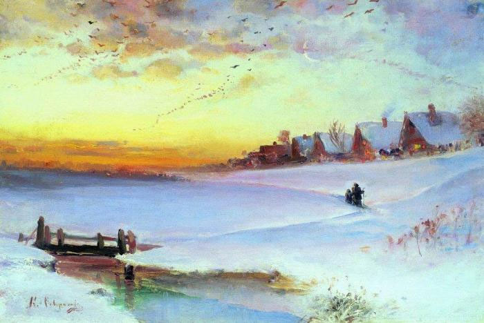 Алексей Саврасов. Зимний пейзаж, оттепель. 1890-е
