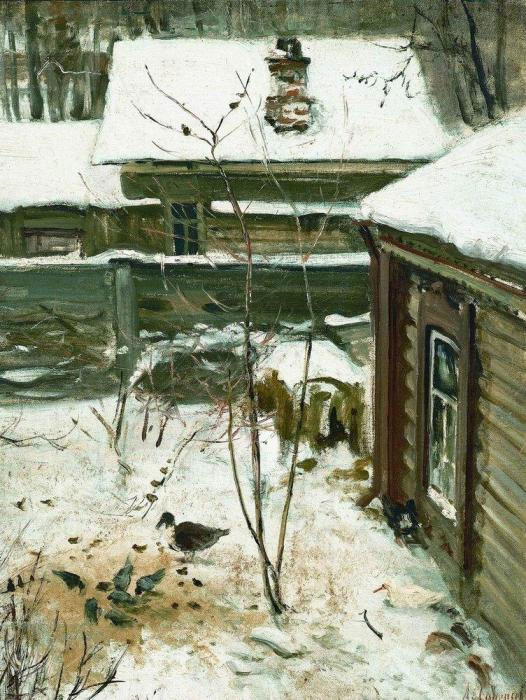 Алексей Саврасов. Дворик, зима. 1870-е