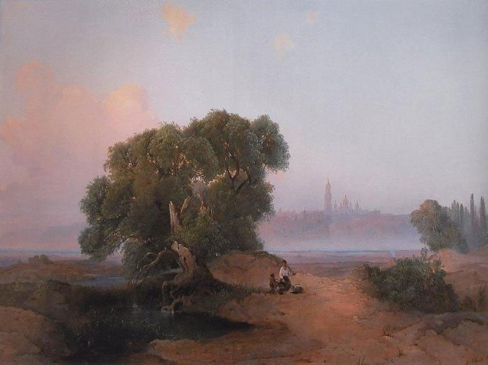 Алексей Саврасов. Вид Киева с Днепра на Печерскую лавру, 1852