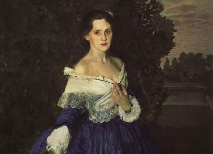 К. Сомов. Дама в голубом, 1897-1900. Фрагмент