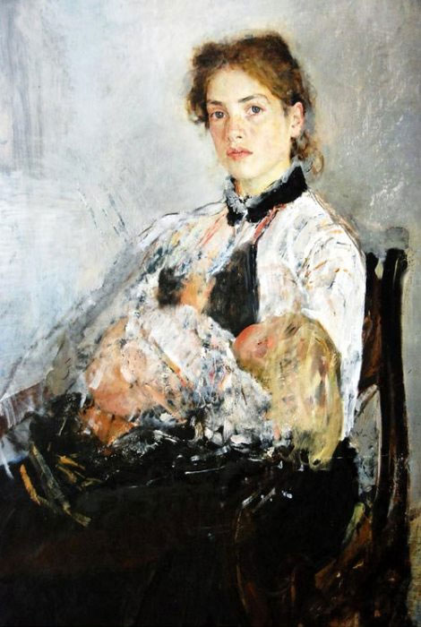 В. Серов. Портрет Н. Я. Дервиз (сестры Марии Симонович) с ребенком, 1889