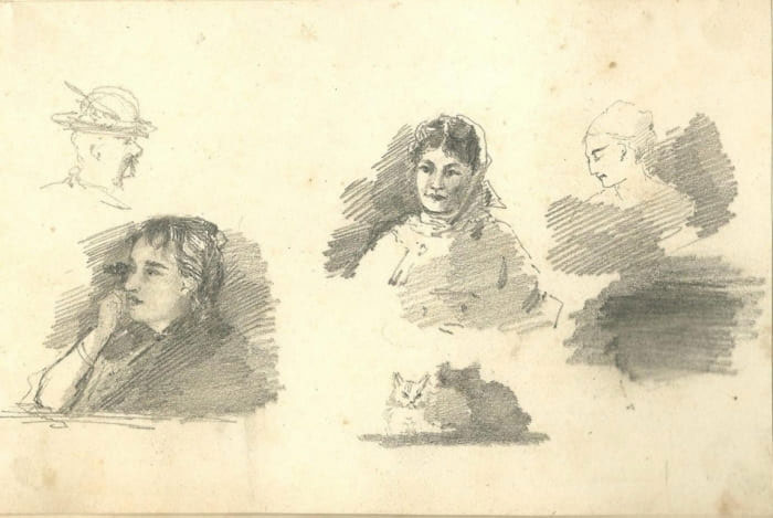 Ольга Лагода-Шишкина. Автопортрет. Наброски, 1880