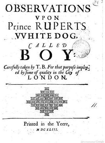 Обложка брошюры, целиком посвященной собаке принца Руперта